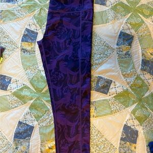 Purple Patterned Women's Active Leggings